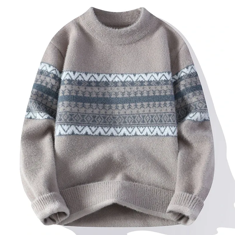 2023 Autumn/Winter Men new style Stripe printing Sweater Men's Fashion Fancy Casual Sweaters Thick Warm Soft wool pullovers