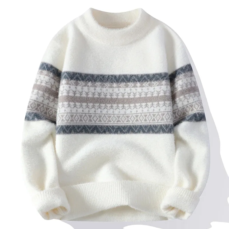 2023 Autumn/Winter Men new style Stripe printing Sweater Men's Fashion Fancy Casual Sweaters Thick Warm Soft wool pullovers