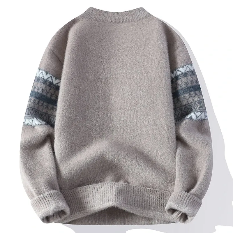 2023 Autumn/Winter Men new style Stripe printing Sweater Men's Fashion Fancy Casual Sweaters Thick Warm Soft wool pullovers