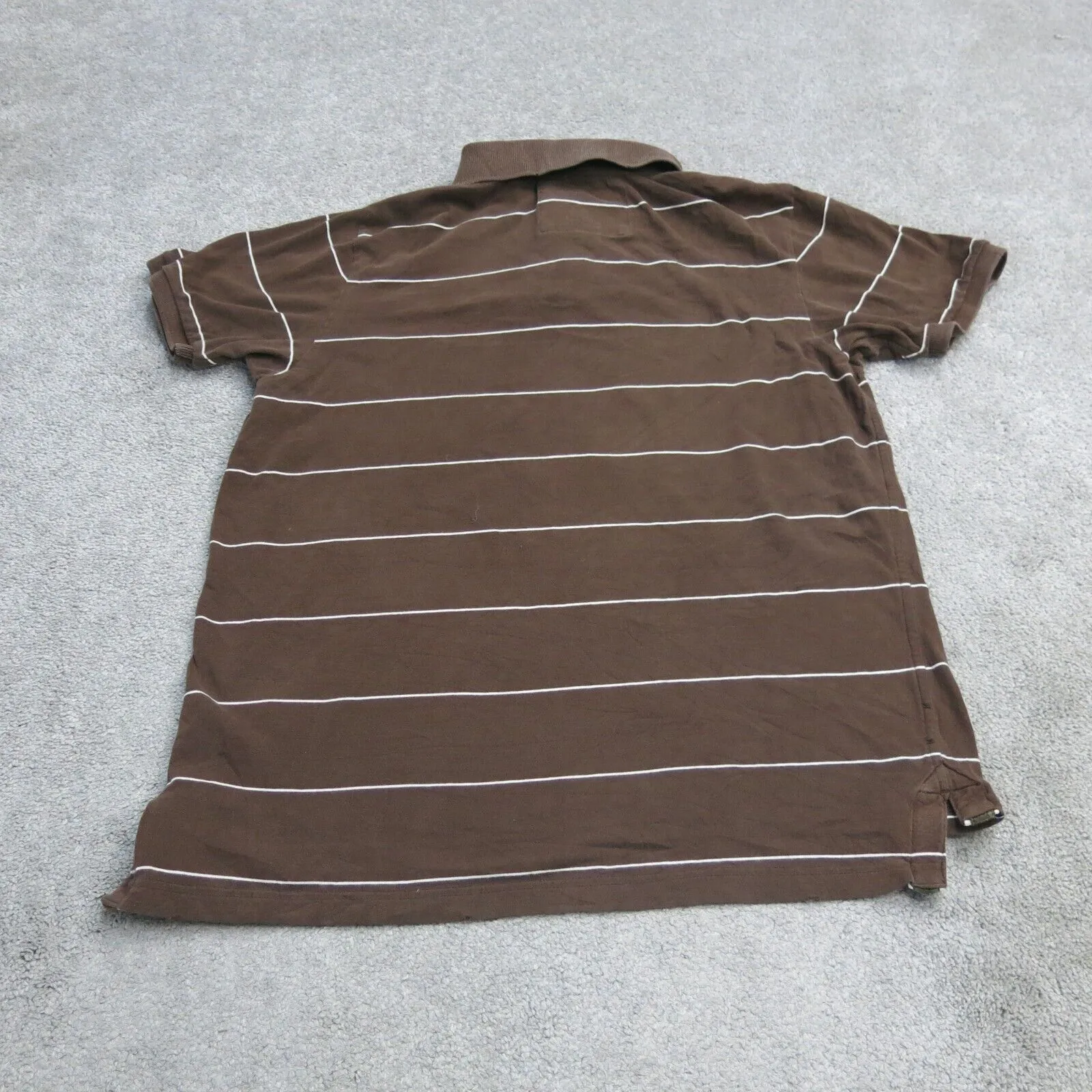 Abercrombie & Fitch Mens Striped Golf Polo Shirt Short Sleeve Brown White Size M