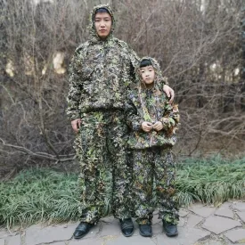 Advbridge Men Women Kids Outdoor Ghillie Suit Camouflage Clothes Jungle Suit CS Training Leaves Clothing Hunting Suit Pants Hooded Jacket