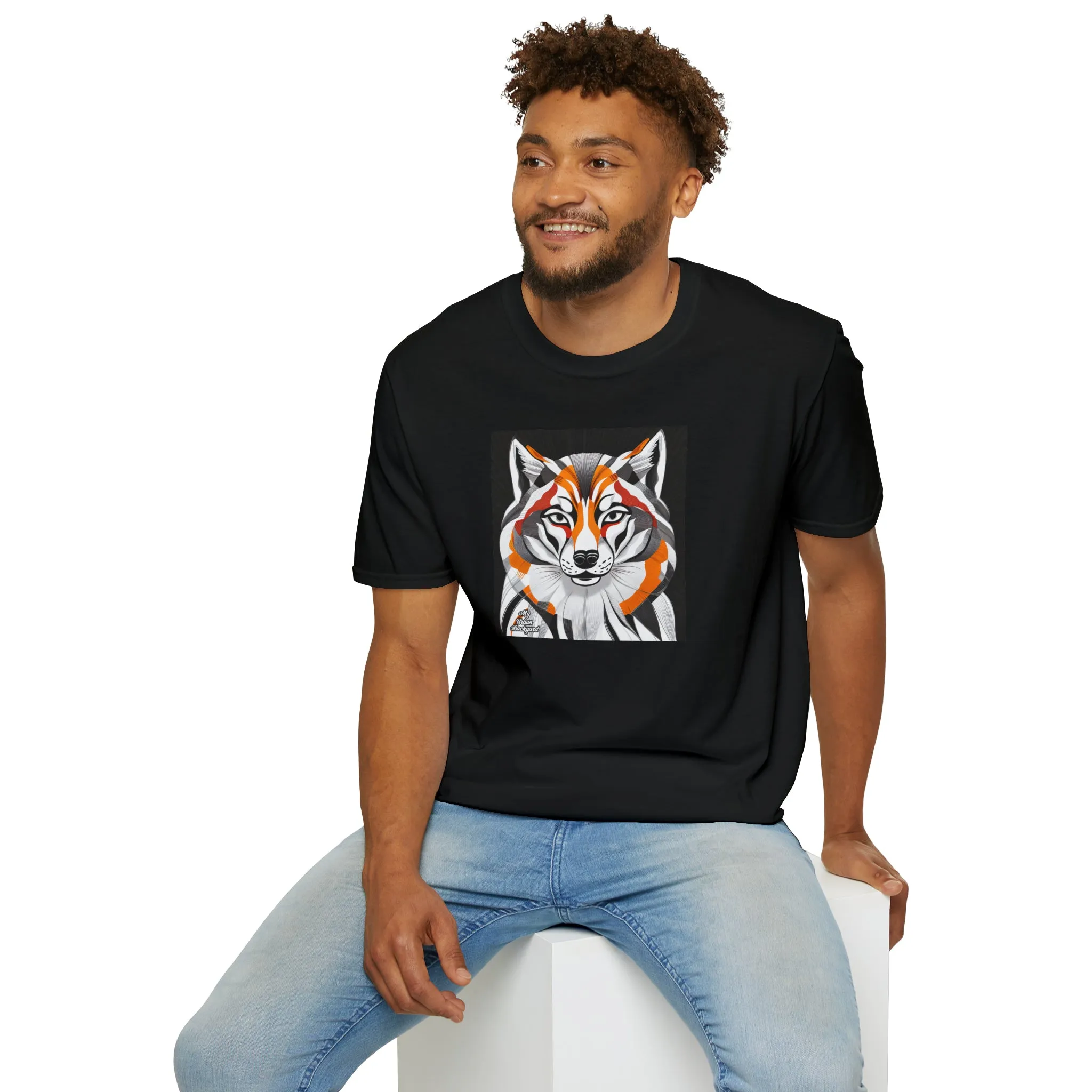 Art Deco Coyote, Soft 100% Cotton T-Shirt, Unisex, Short Sleeve, Classic Fit