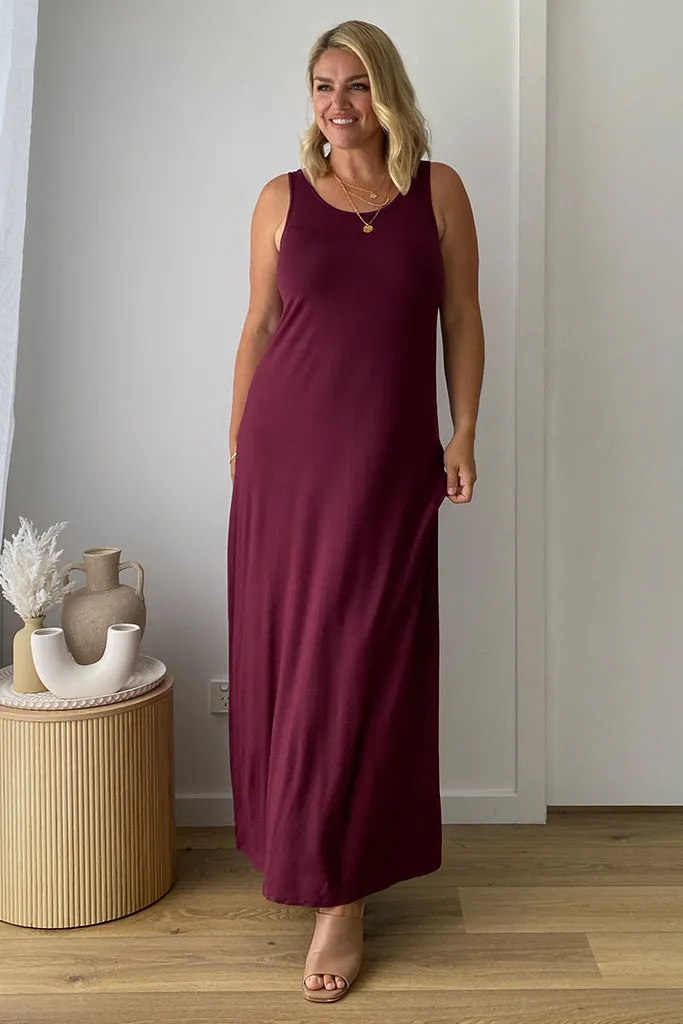 Bamboo Maxi Dress - Burgundy