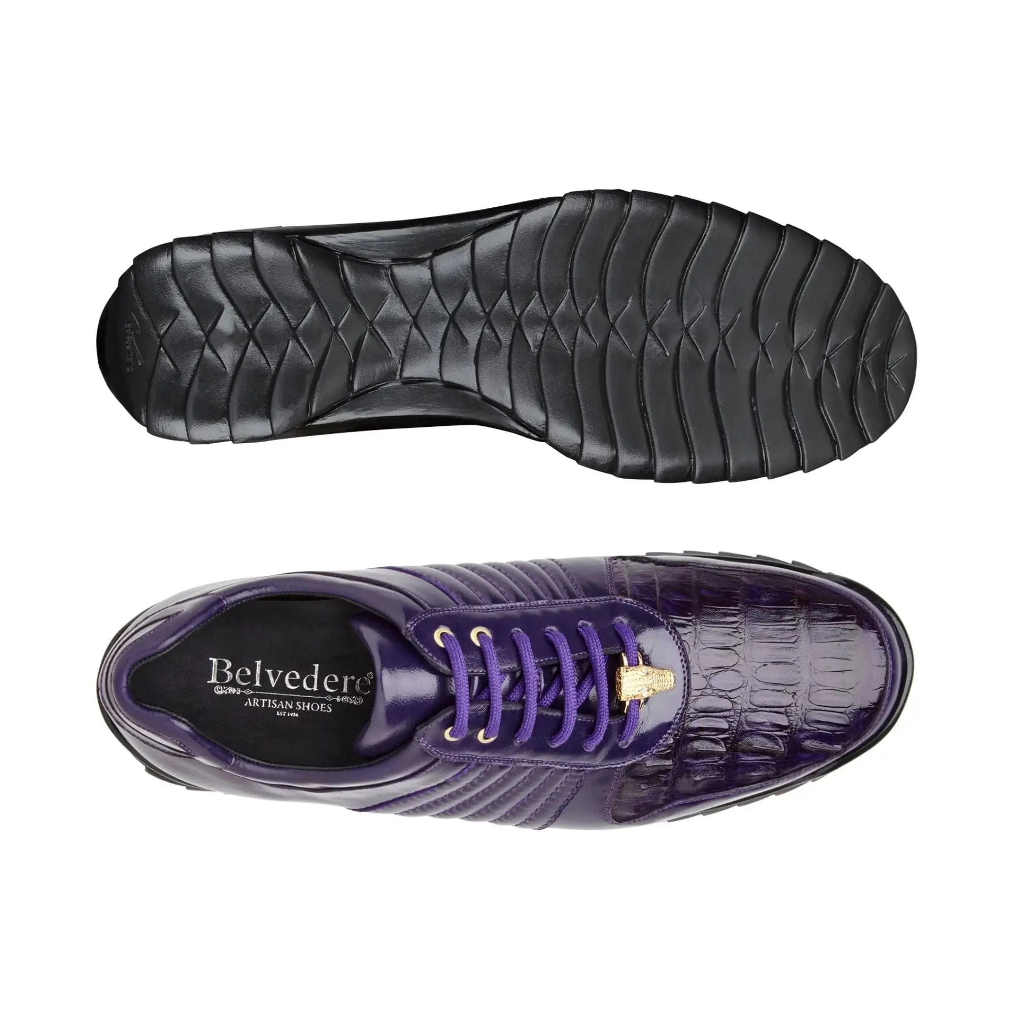 Belvedere Astor in Purple Genuine Caiman Crocodile & Soft Calf Sneakers