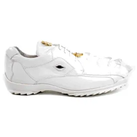 Belvedere Vasco in White Genuine Hornback Crocodile & Soft Calf Sneakers