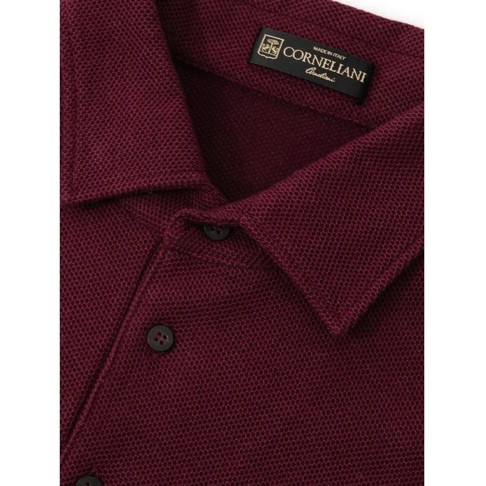 Corneliani Bordeaux Cotton Polo Shirt