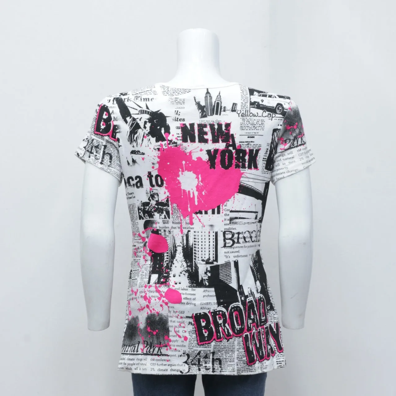 CR1703 Ladies Newspaper T-Shirts - 15 Pcs