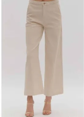 Cropped Wide Leg Pants in Sand by Entro