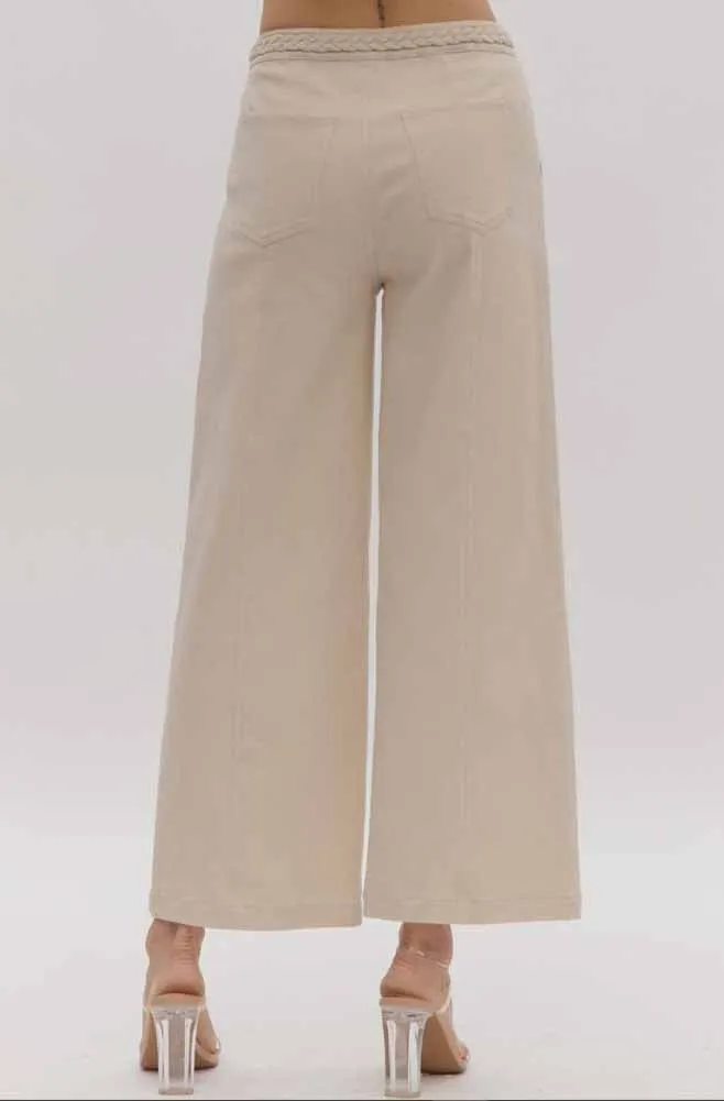 Cropped Wide Leg Pants in Sand by Entro