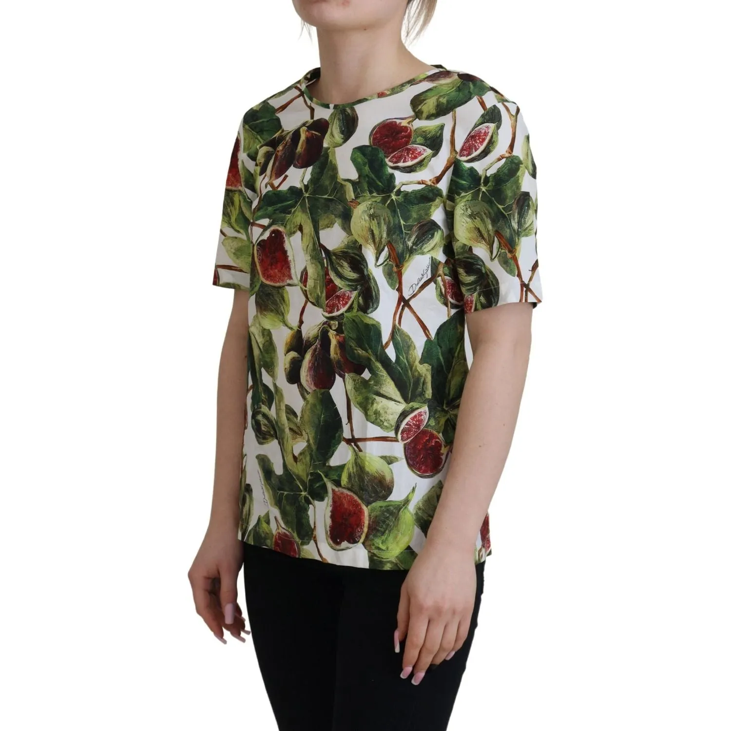 Dolce & Gabbana Chic Multicolor Fig Print Cotton Top