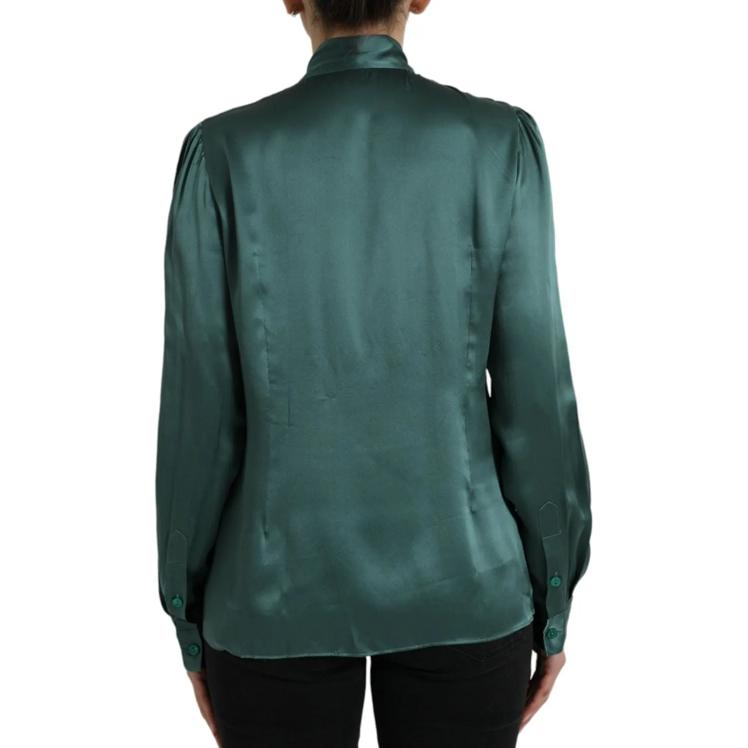 Dolce & Gabbana Elegant Dark Green Silk Blouse Top