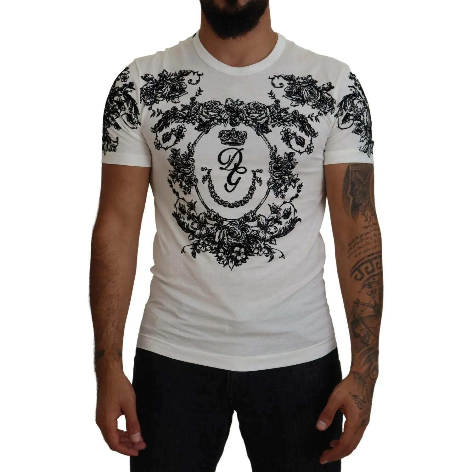 Dolce & Gabbana Elegant Floral Crown Tee