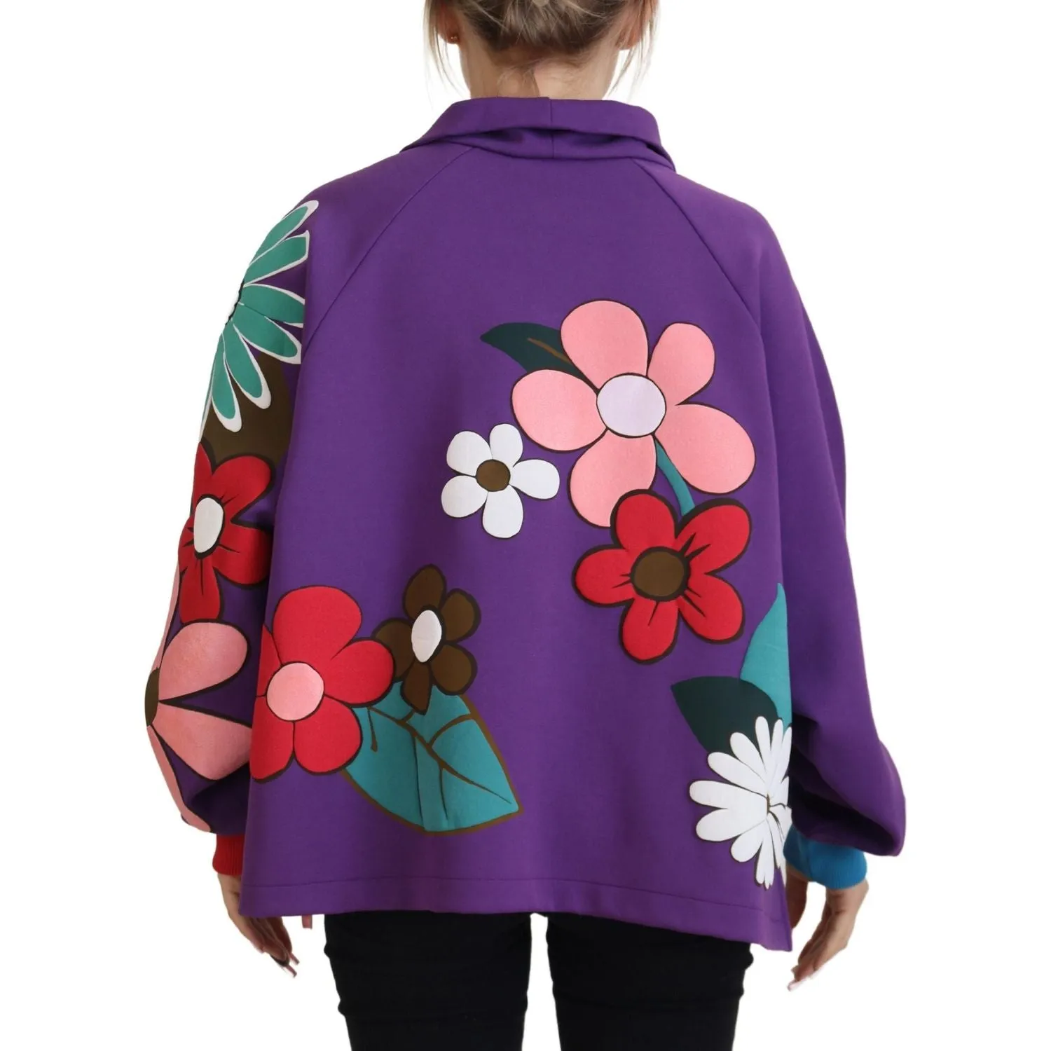 Dolce & Gabbana Elegant Purple Floral Pullover Sweater