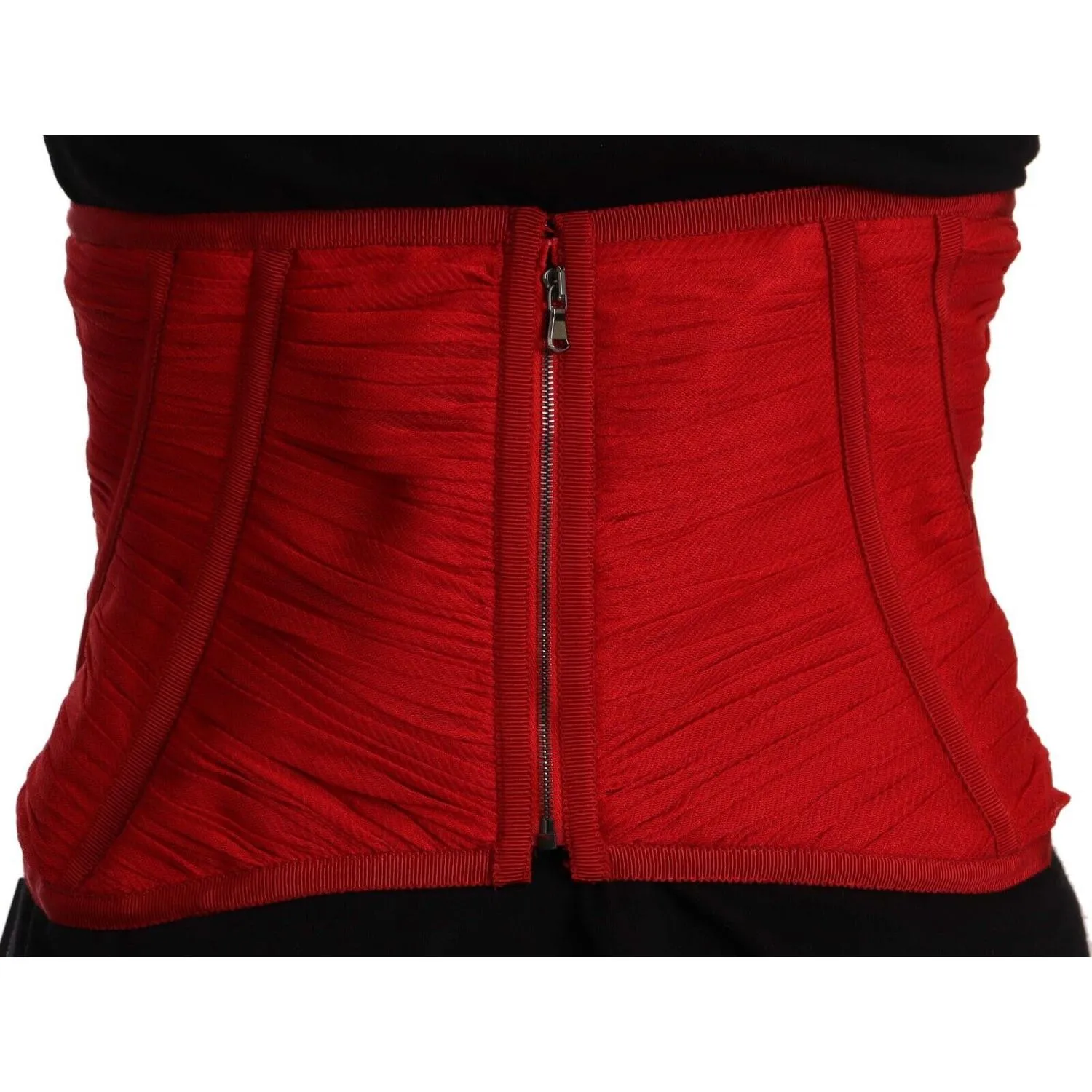 Dolce & Gabbana Elegant Red Silk Corset Belt Top