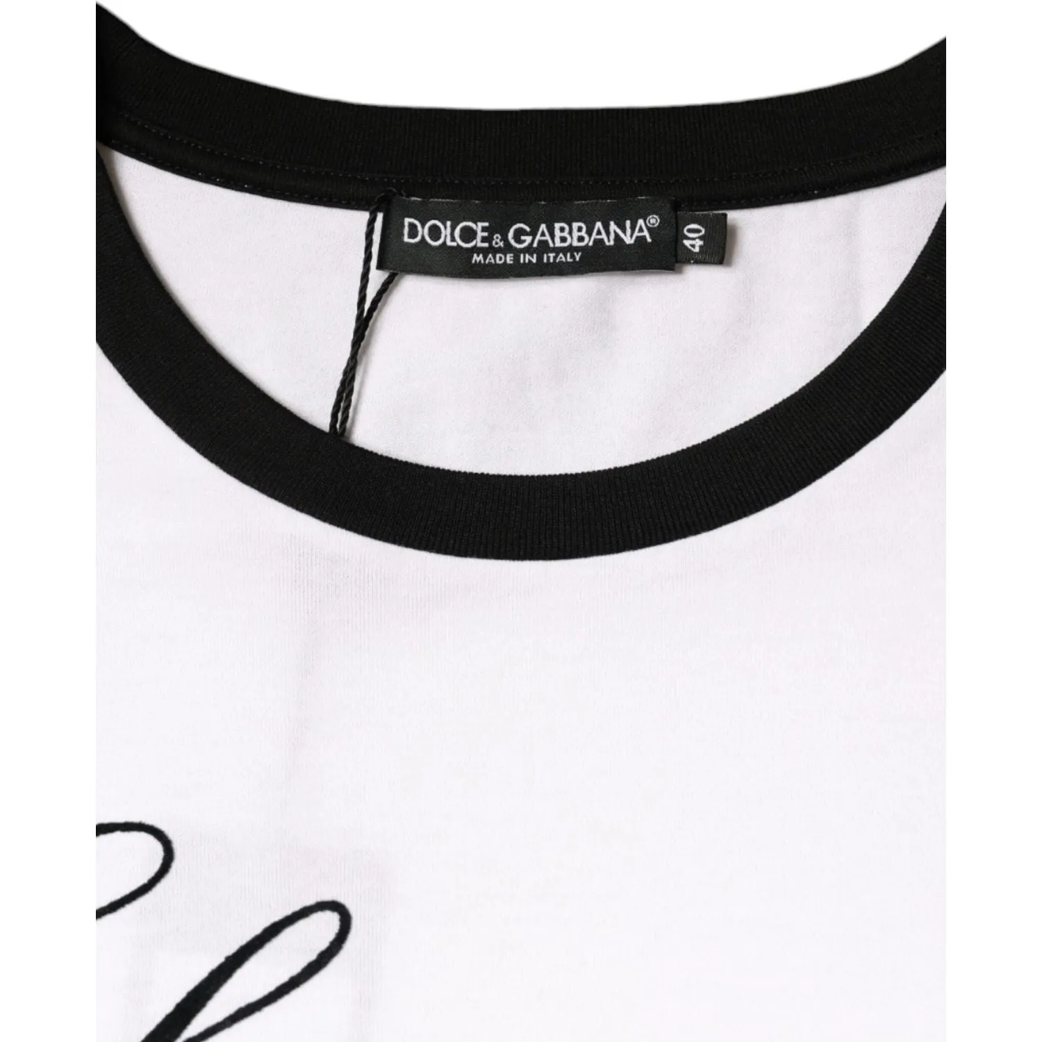 Dolce & Gabbana White Eleganza Print Cotton Short Sleeves T-shirt