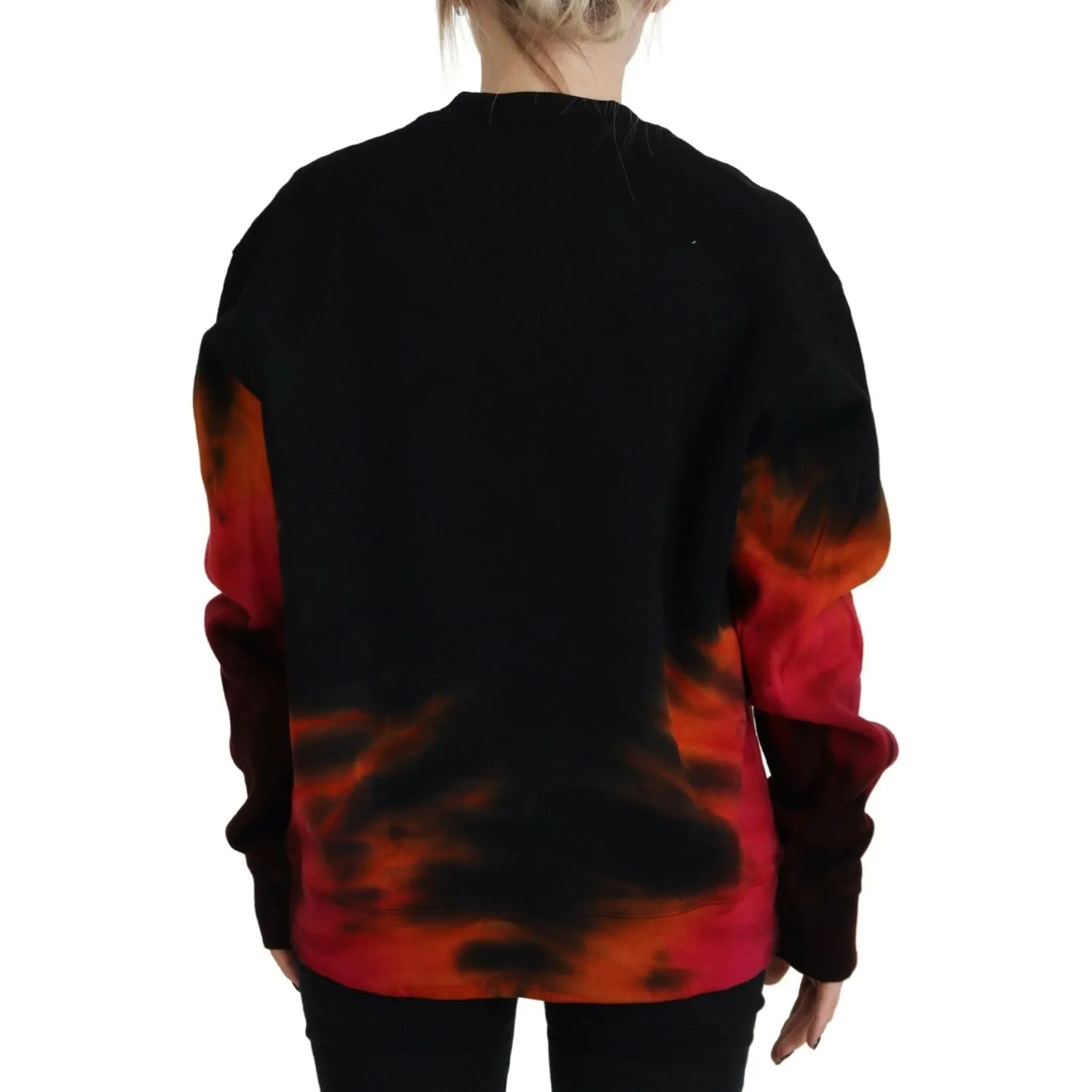 Dsquared² Black Tie Dye Logo Print Women Long Sleeve Sweater