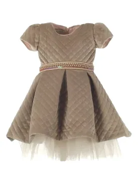 Girl's velour Dress beige-REGALINA