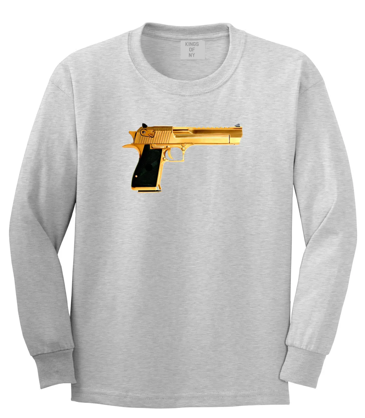 Gold Gun 9mm Revolver Chrome 45 Long Sleeve T-Shirt