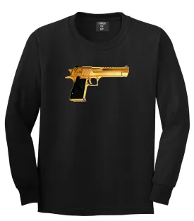 Gold Gun 9mm Revolver Chrome 45 Long Sleeve T-Shirt