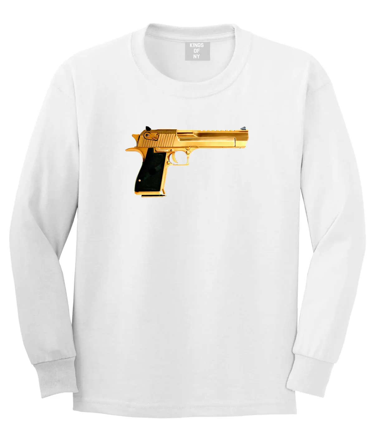 Gold Gun 9mm Revolver Chrome 45 Long Sleeve T-Shirt