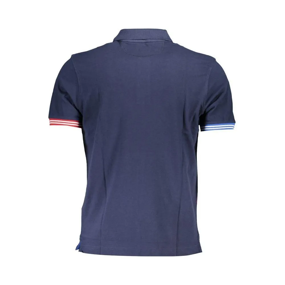 La Martina Elegant Blue Contrast Detail Polo Shirt