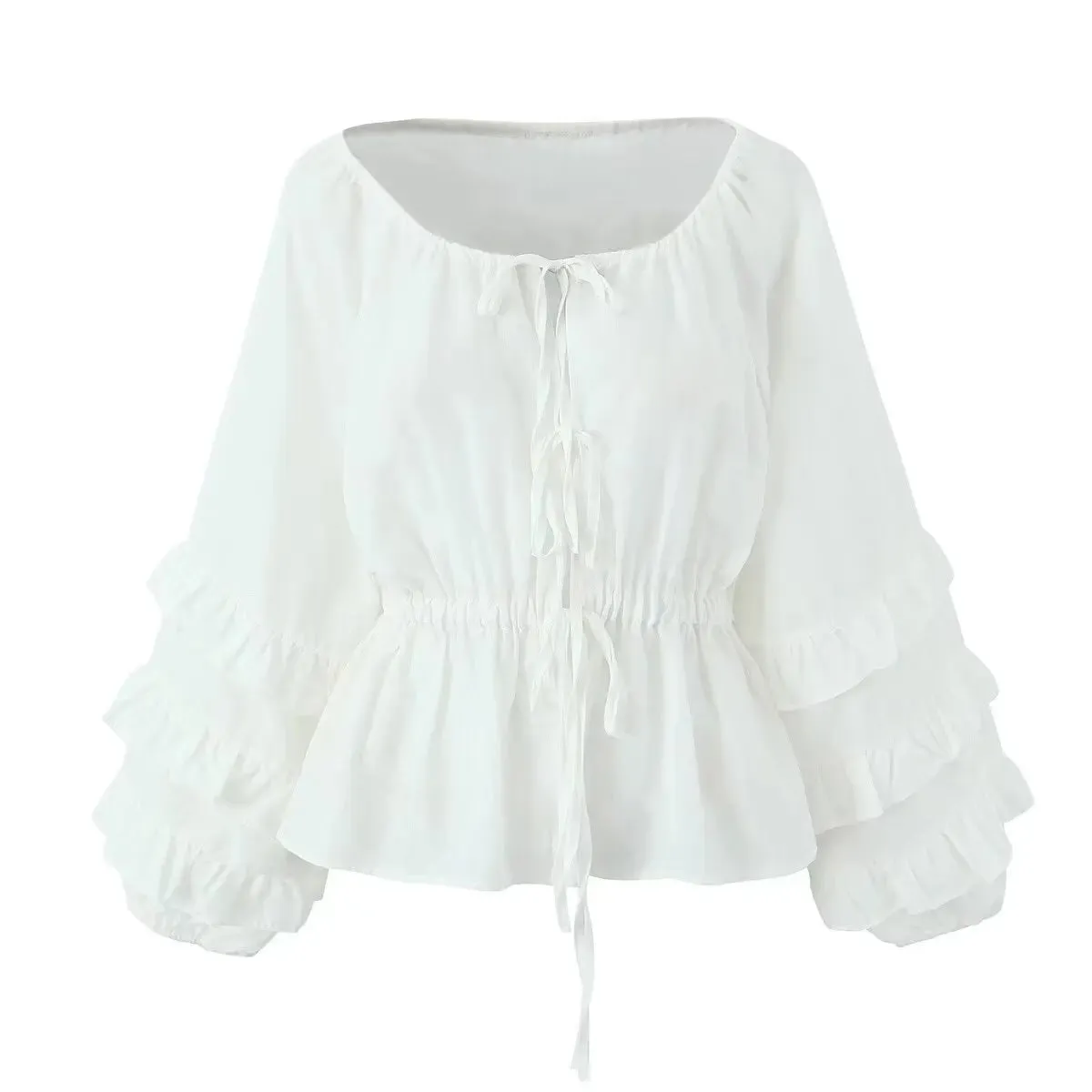 Layers Full Bandage Bow Loose Cardigan Blouse for Women