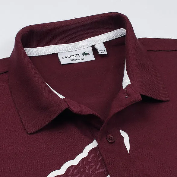 LC - Men 'Burgundy' Lacoste Logo Printed Polo LC886