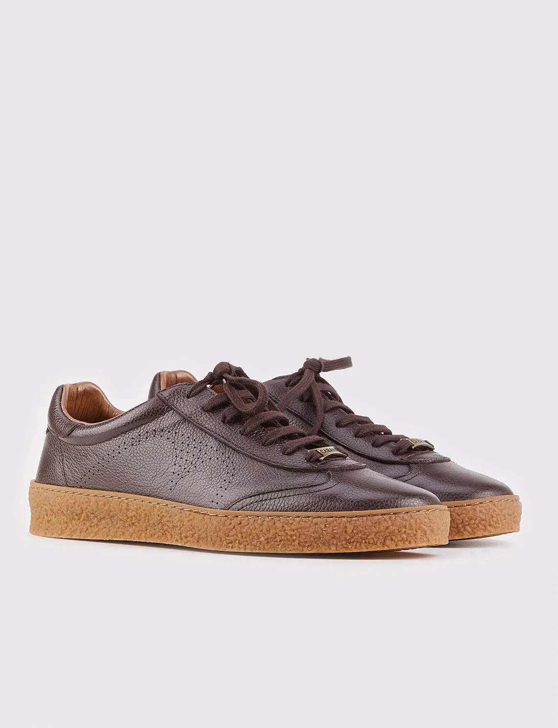 Men Brown Genuine Leather Lace Up Front Sneakers