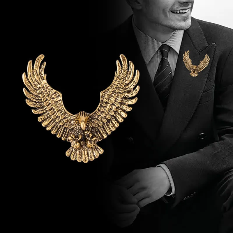 Men's Retro Eagle Spreading Wings Brooch