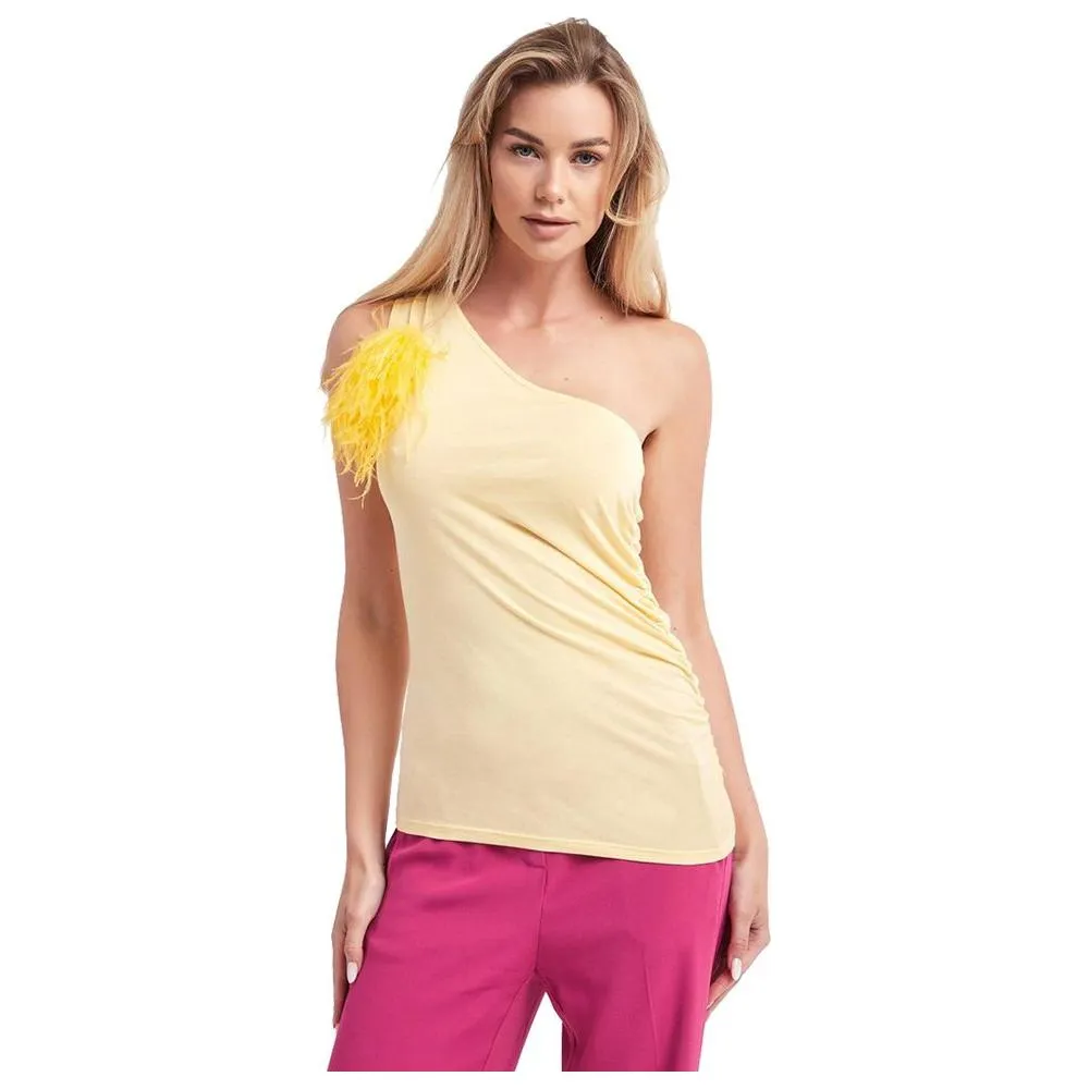 Patrizia Pepe Sunny Feather-Adorned Cotton Top