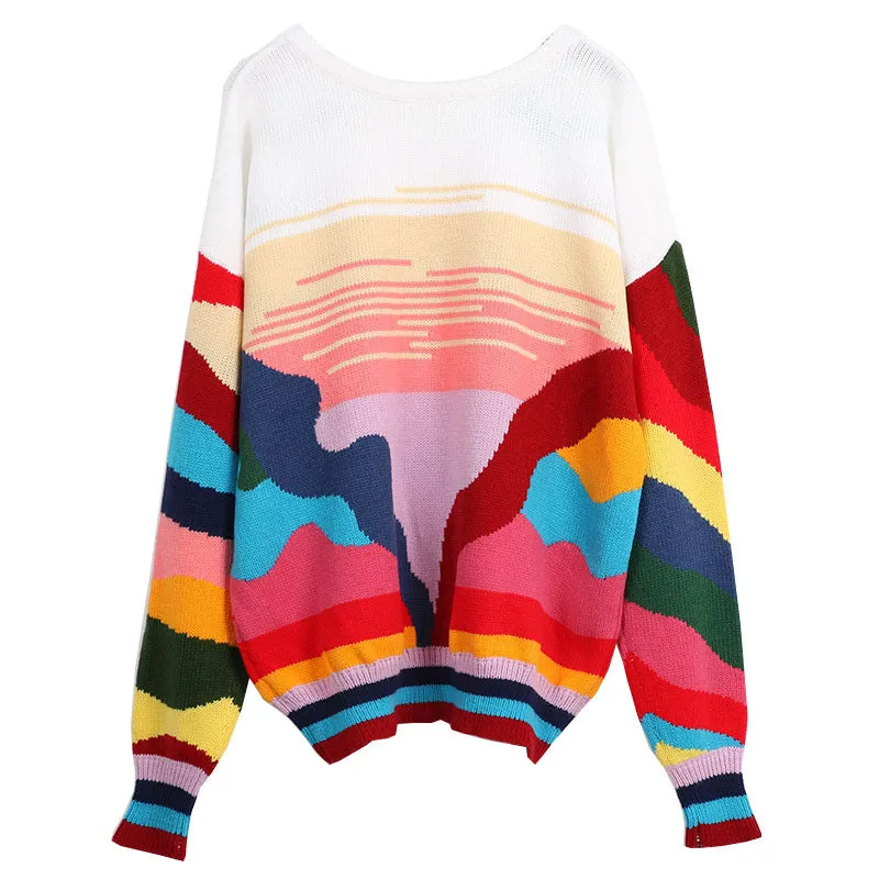 Pre Order:  Casual Sunset Long Sleeve Loose Sweater