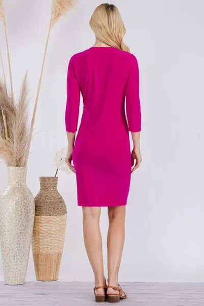 Round Neck Long Sleeve Slim Dress