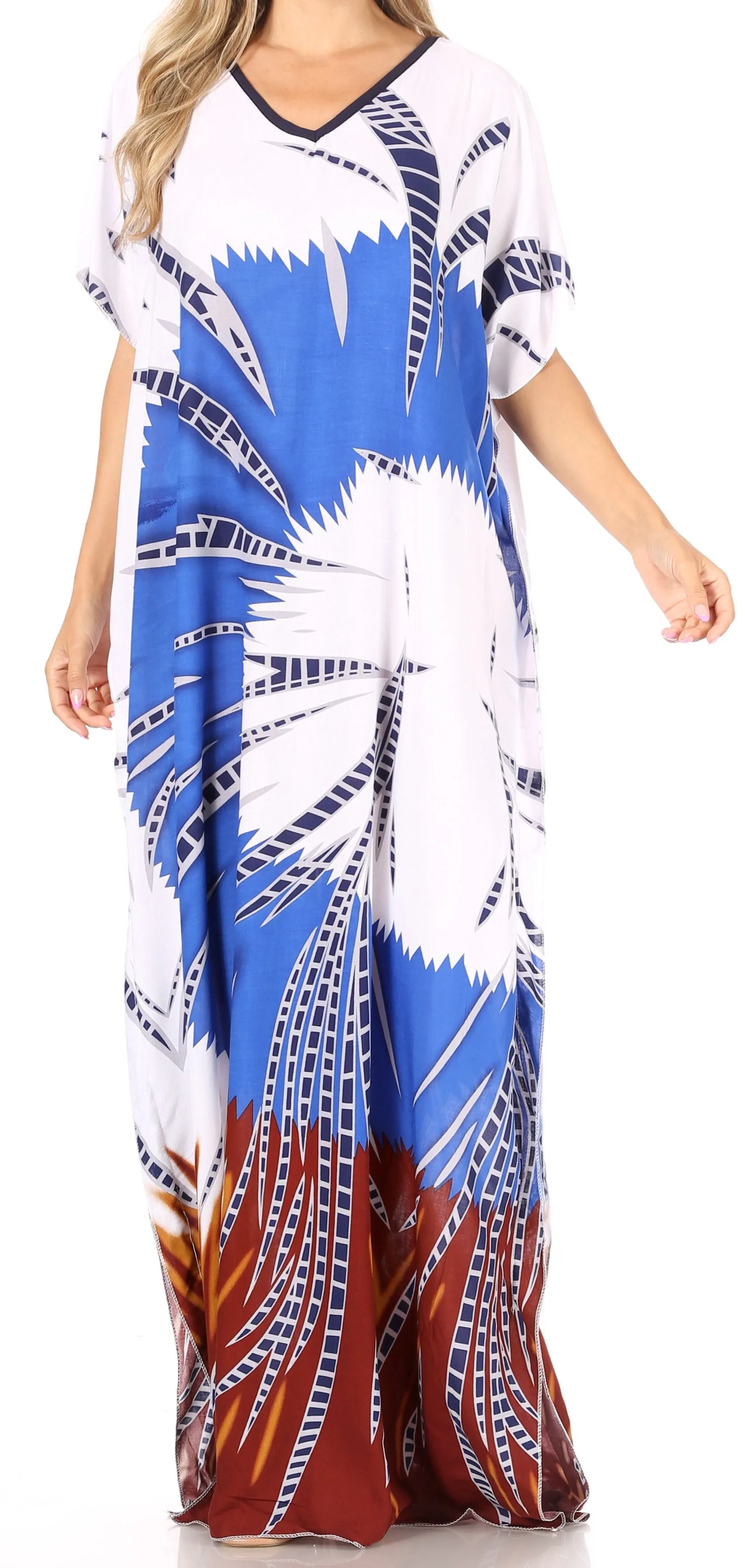 Sakkas Aggy Womens Dashiki African Print Caftan Dress Maxi Boho Hippie Colorful