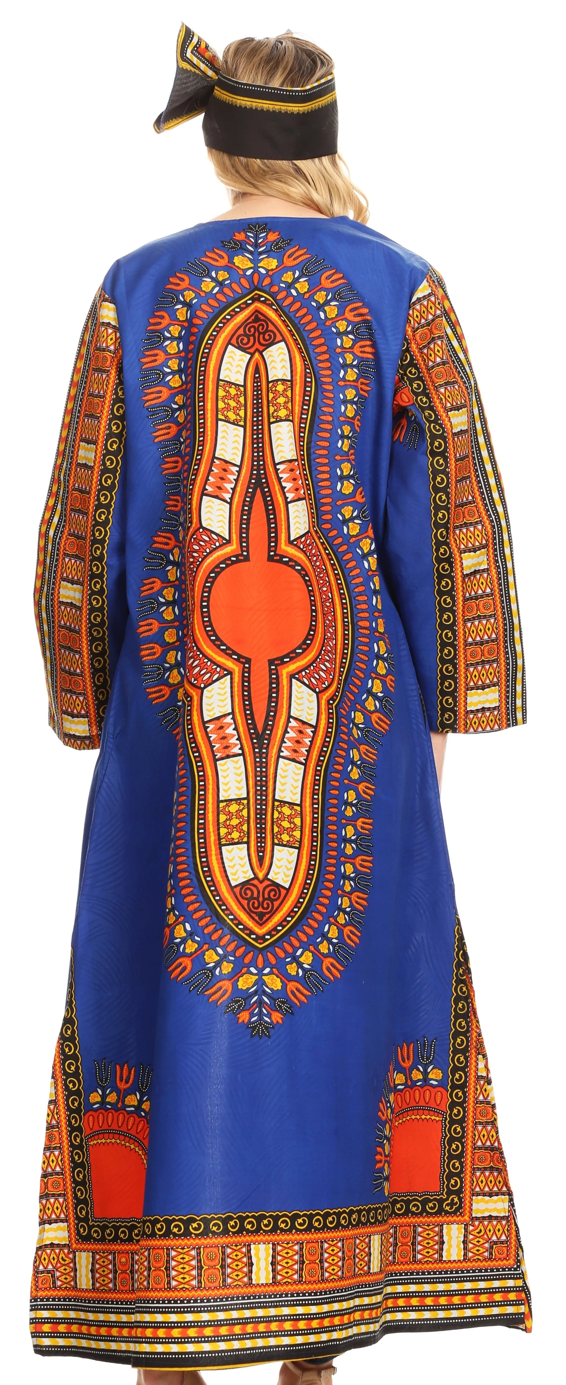 Sakkas Soledad Women's Long Sleeve Open Front Cardigan Dress Coat Dashiki African