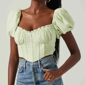 Square Pleated Ruched Cropped Slim Short Blouse