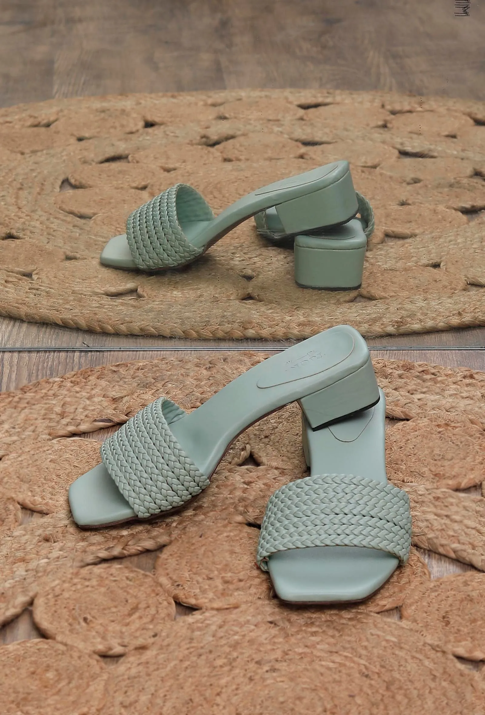 Teal Mint Cruelty Free Leather Heels