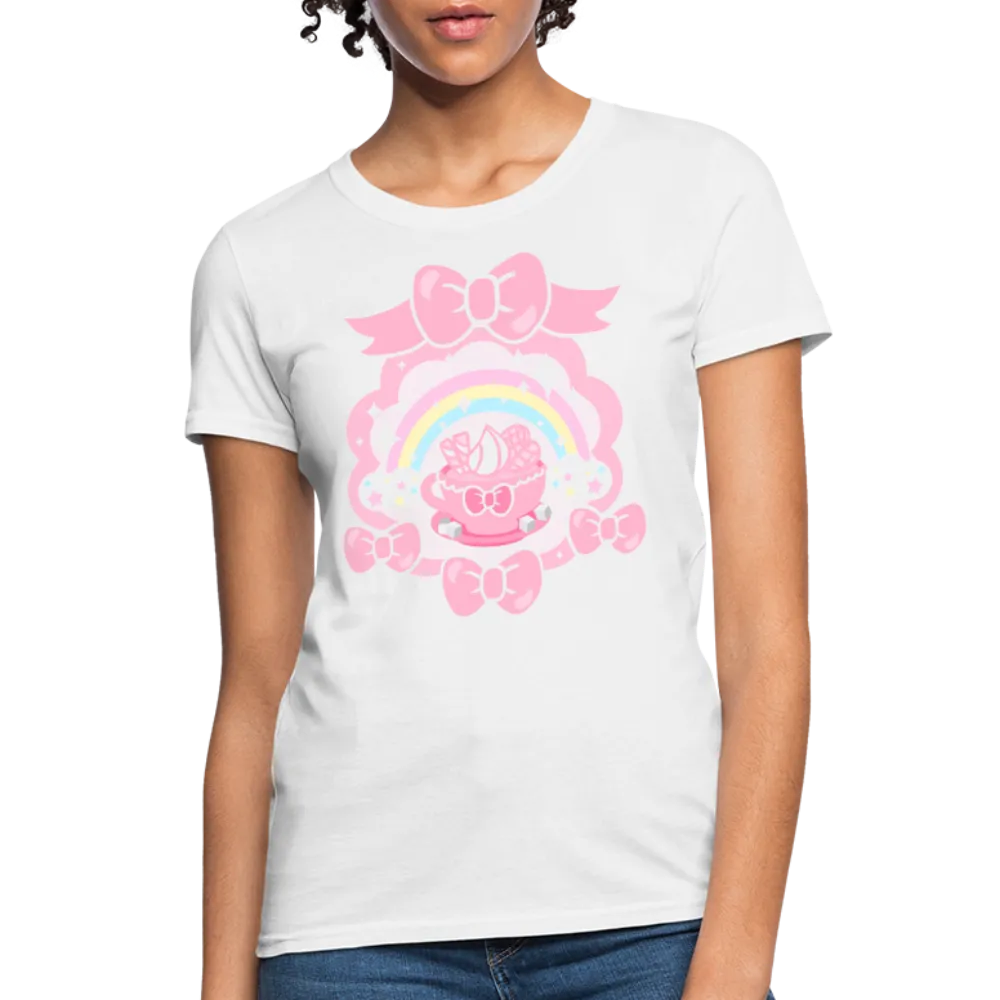 Teatime Fantasy Women's White Cotton T-Shirt