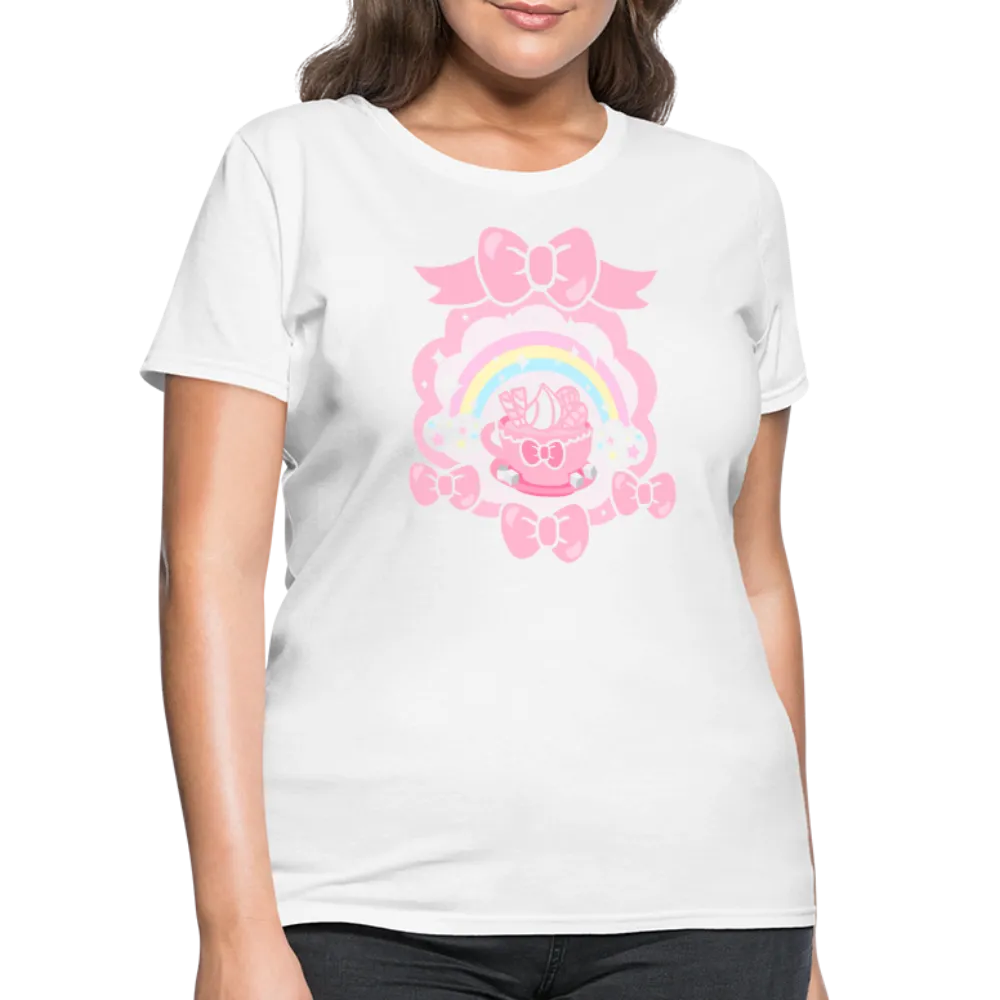 Teatime Fantasy Women's White Cotton T-Shirt