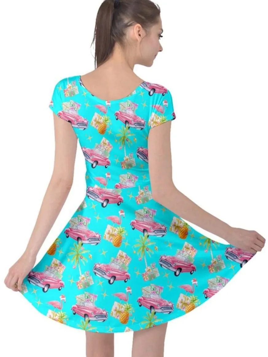 Tropical Christmas Cap Sleeve Dress