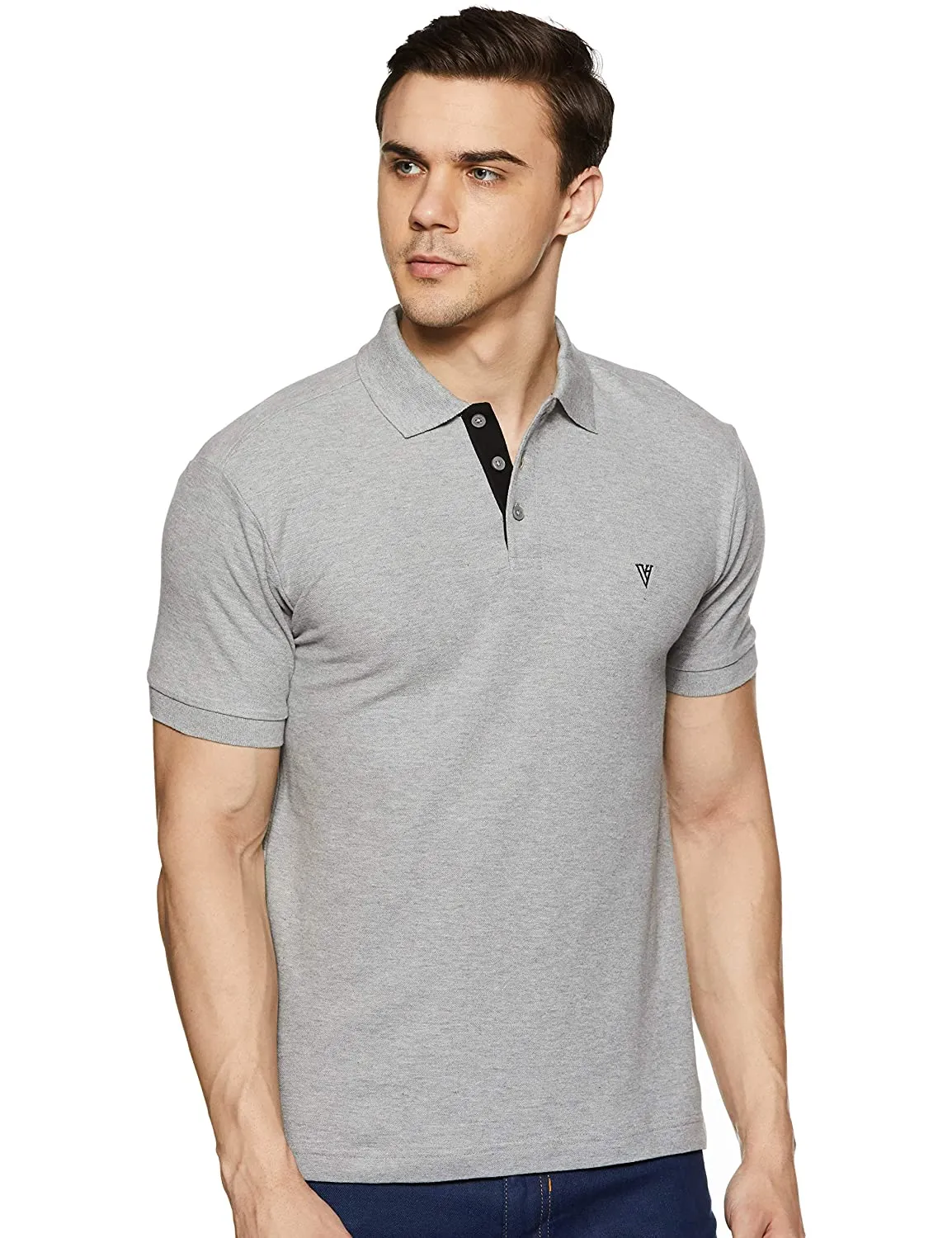 Van Heusen Men's Grey Polo neck Collar T Shirt