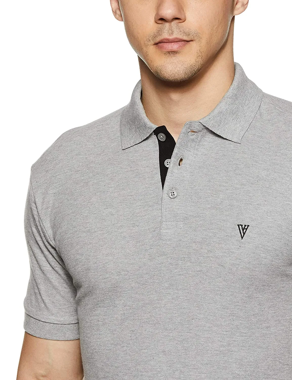 Van Heusen Men's Grey Polo neck Collar T Shirt