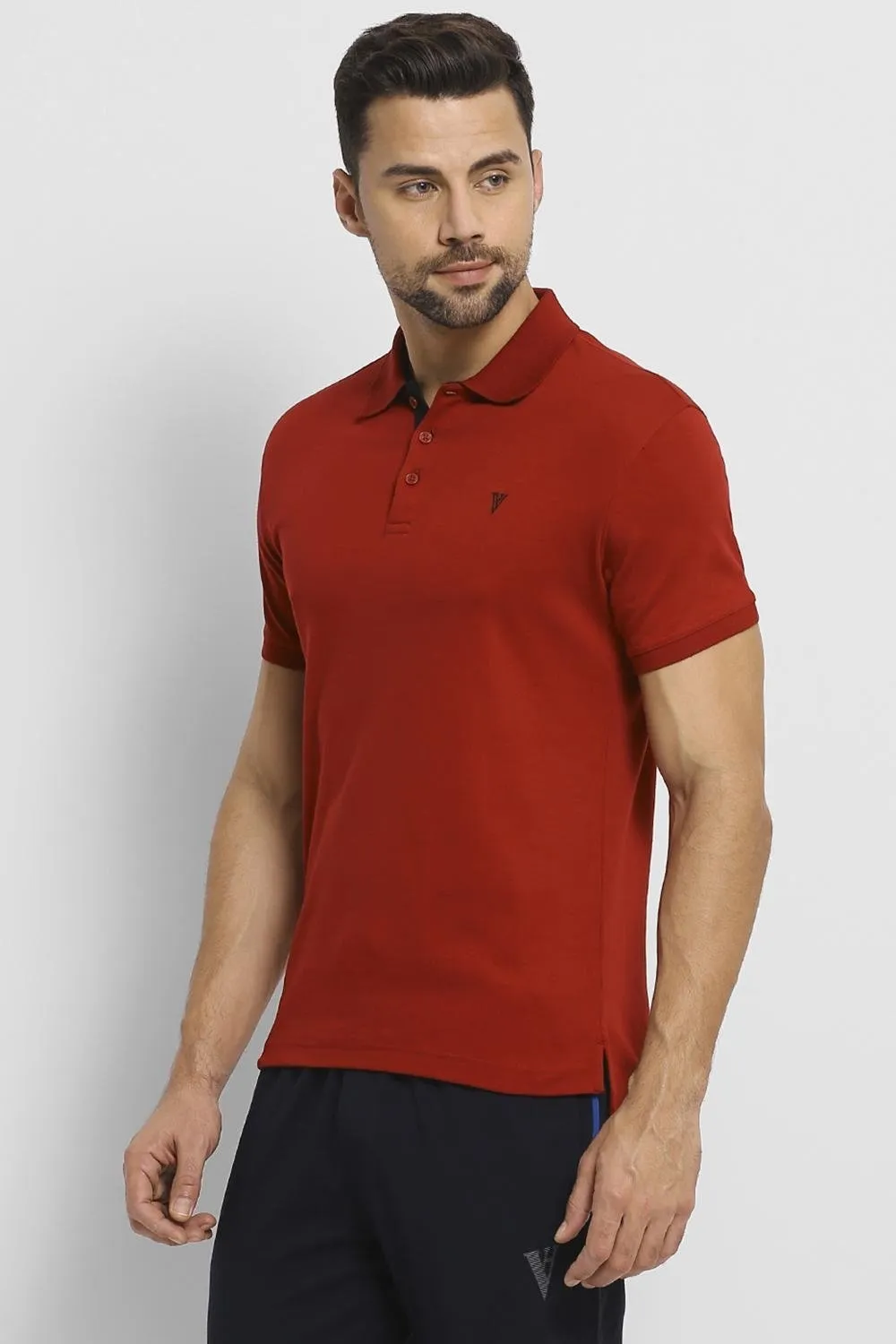 Van Heusen Men's Regular Fit Dark Red neck Collar t-shirt