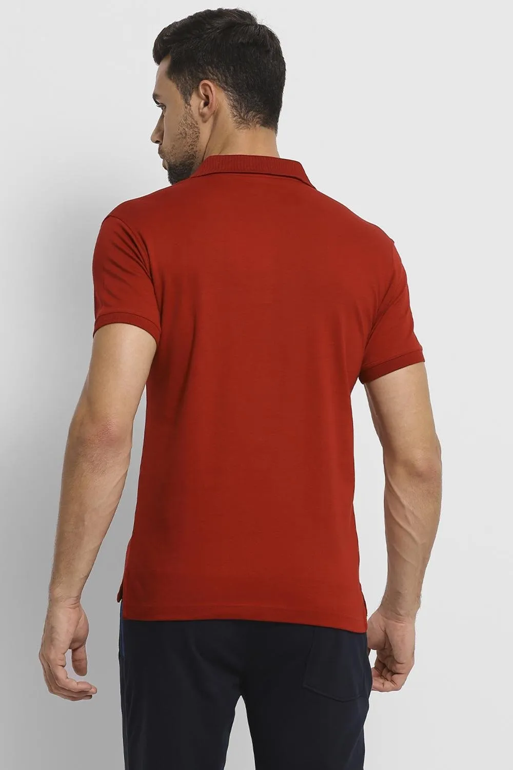 Van Heusen Men's Regular Fit Dark Red neck Collar t-shirt