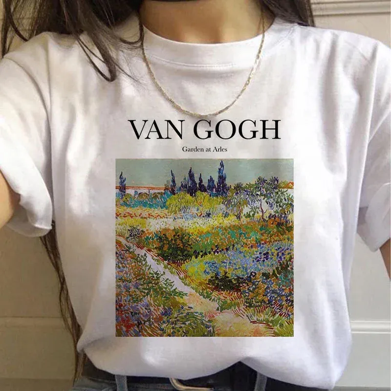 Vintage Harajuku Aesthetic Ullzang Funny 90s Vincent Van Gogh Tee for Women