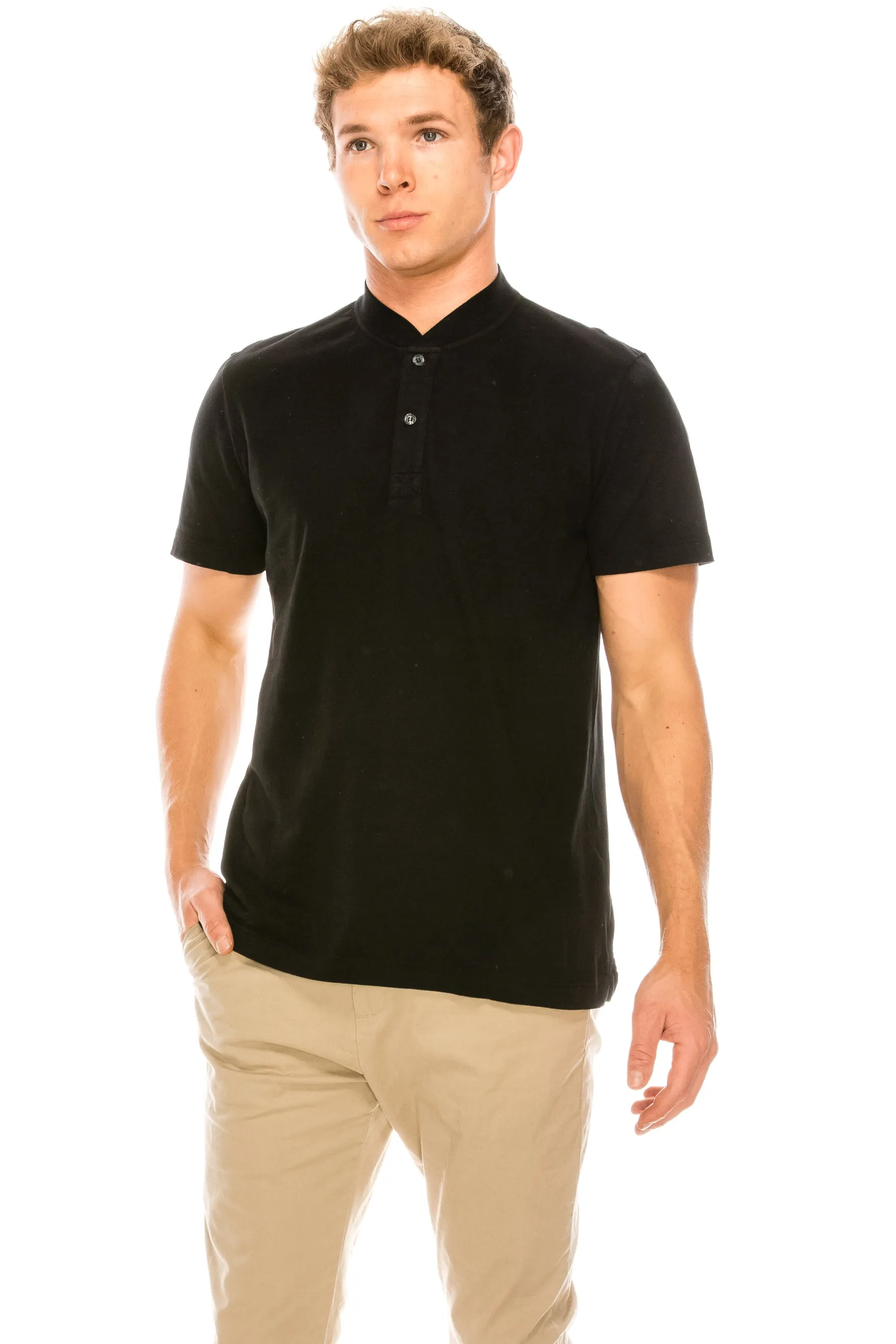 Vintage Henley Polo T-Shirt with Collar