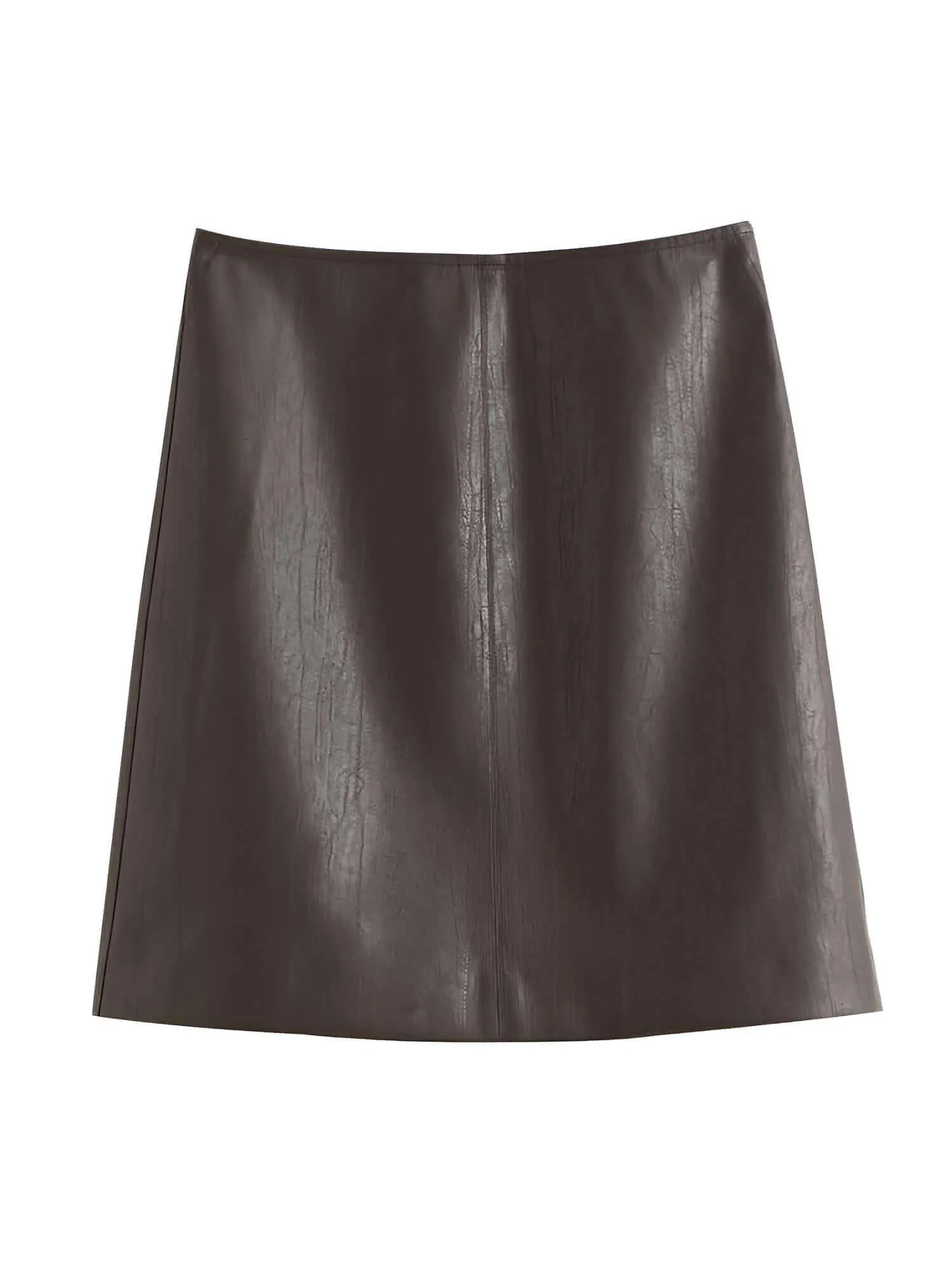 Women's Brown Leather Mini Skirt