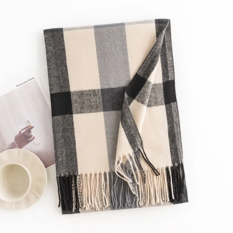 Women's Classy Plaid Imitation Cashmere Scarf